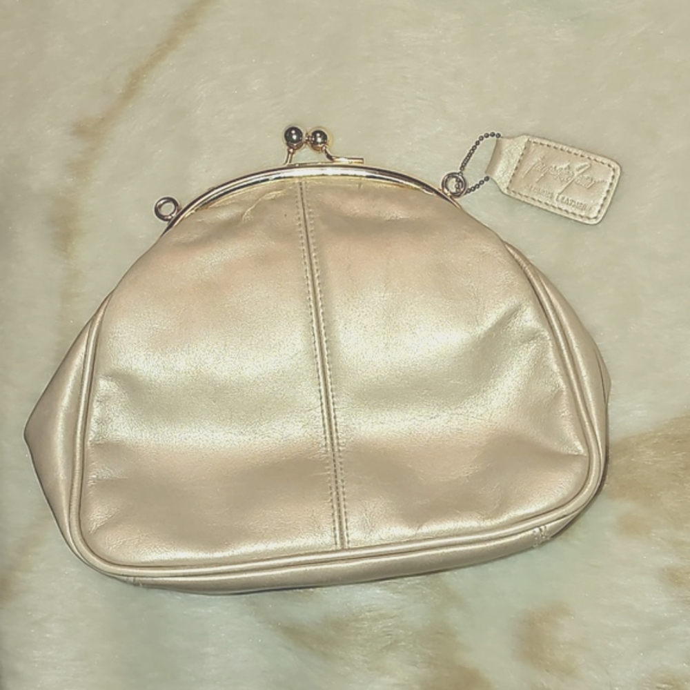 Jacqueline Ferrar Handbag Purse Shimmer Gold/Cream